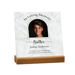 Personalised Condolence Memorial Plaque Gift With Photo Heart Frame