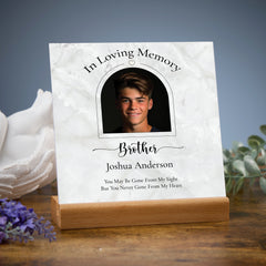 Personalised Condolence Memorial Plaque Gift With Photo Heart Frame