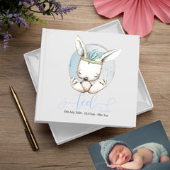 ukgiftstoreonline Personalised Baby Boy Photo Album Gift Sitting Rabbit