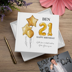 ukgiftstoreonline Personalised Birthday Photo Album Keepsake Gold Balloon Design