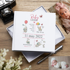 Personalised Baby Girl Elephants Design Photo Album