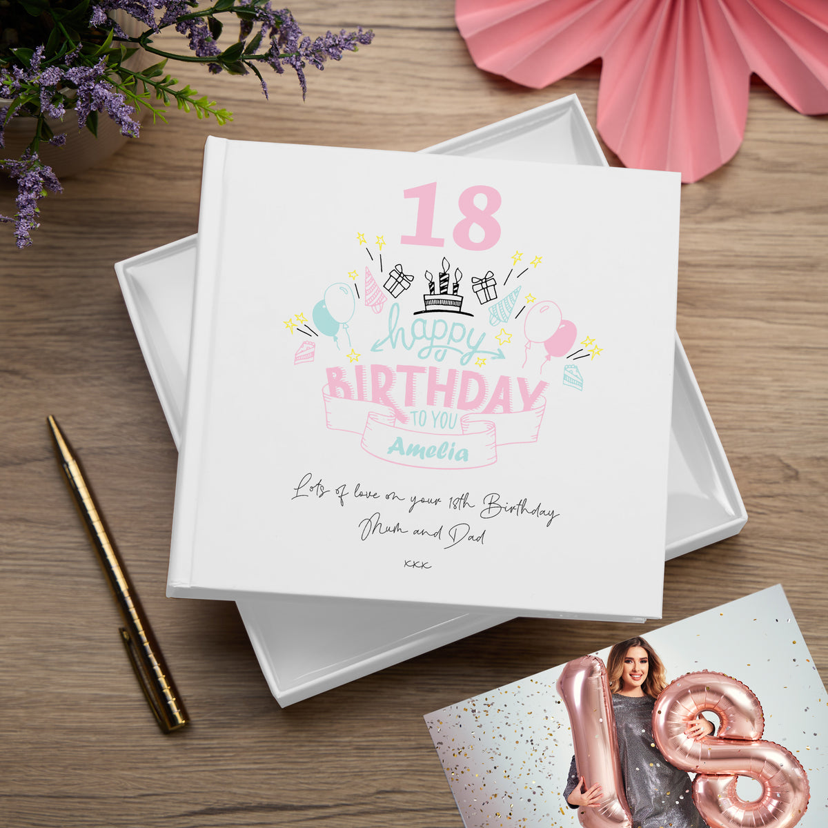 Personalised Any Age Happy Birthday Photo album Gift For Her 18th, 21st, 30th, 40th, 50th, 60th