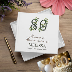 Personalised 80th Birthday Green Leaf Design Gift Photo Album