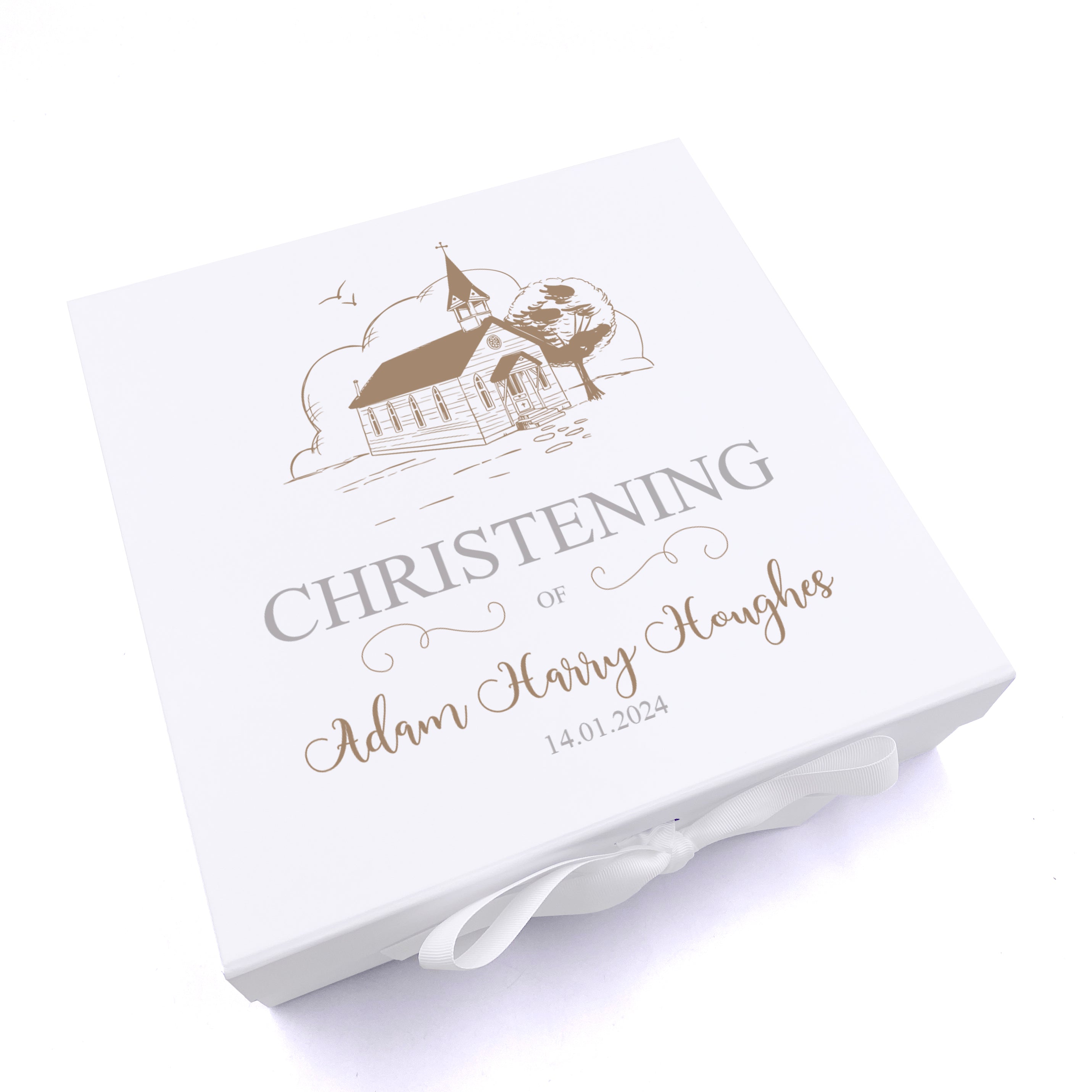 Personalised Christening Church Keepsake Memory Box Gift