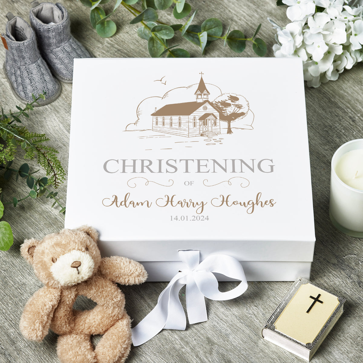 Personalised Christening Church Keepsake Memory Box Gift