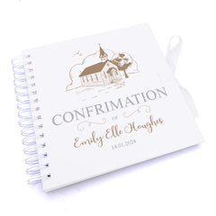 Personalised Confirmation Guest Book, Photo Album Featuring Sketch Church