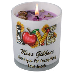 Beautiful Embellished Love Teacher Candle Jar Gift