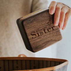 Personalised Sister Jewellery Box Gift Luxury Walnut Wood  Engraved