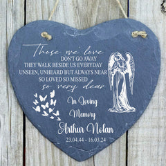 Personalised Prayer Angel Memorial Condolence Slate Heart Engraved