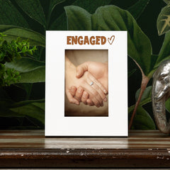 White Engraved Engaged Heart Photo Frame Gift Portrait