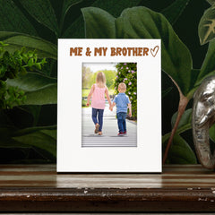 White Engraved Me and My Brother Picture Photo Frame Heart Gift Portrait