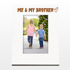 White Engraved Me and My Brother Picture Photo Frame Heart Gift Portrait