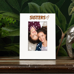 White Engraved Sisters Picture Photo Frame Heart Gift Portrait