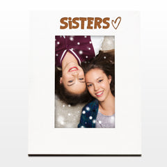 White Engraved Sisters Picture Photo Frame Heart Gift Portrait