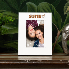 White Engraved Sister Picture Photo Frame Heart Gift Portrait