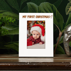 White Engraved My First Christmas Heart Picture Photo Frame Gift Portrait