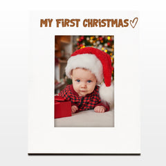 White Engraved My First Christmas Heart Picture Photo Frame Gift Portrait