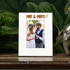 White Engraved Wedding Picture Photo Frame Mrs And Mrs Heart Gift Portrait