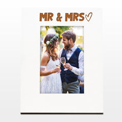 White Engraved Wedding Picture Photo Frame Mrs And Mrs Heart Gift Portrait