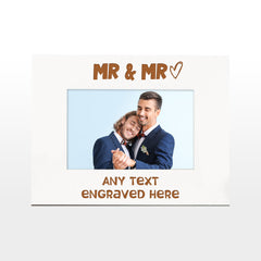 White Engraved Mr and Mr Wedding Personalised Photo Frame Gift