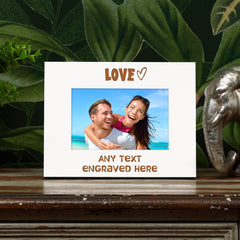 Personalised Love Themed White Photo Frame Gift Engraved