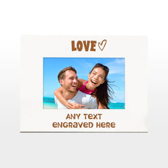 Personalised Love Themed White Photo Frame Gift Engraved