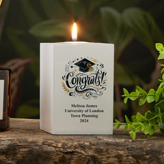 Personalised Graduation Gift Tea Light Candle Holder Various Design