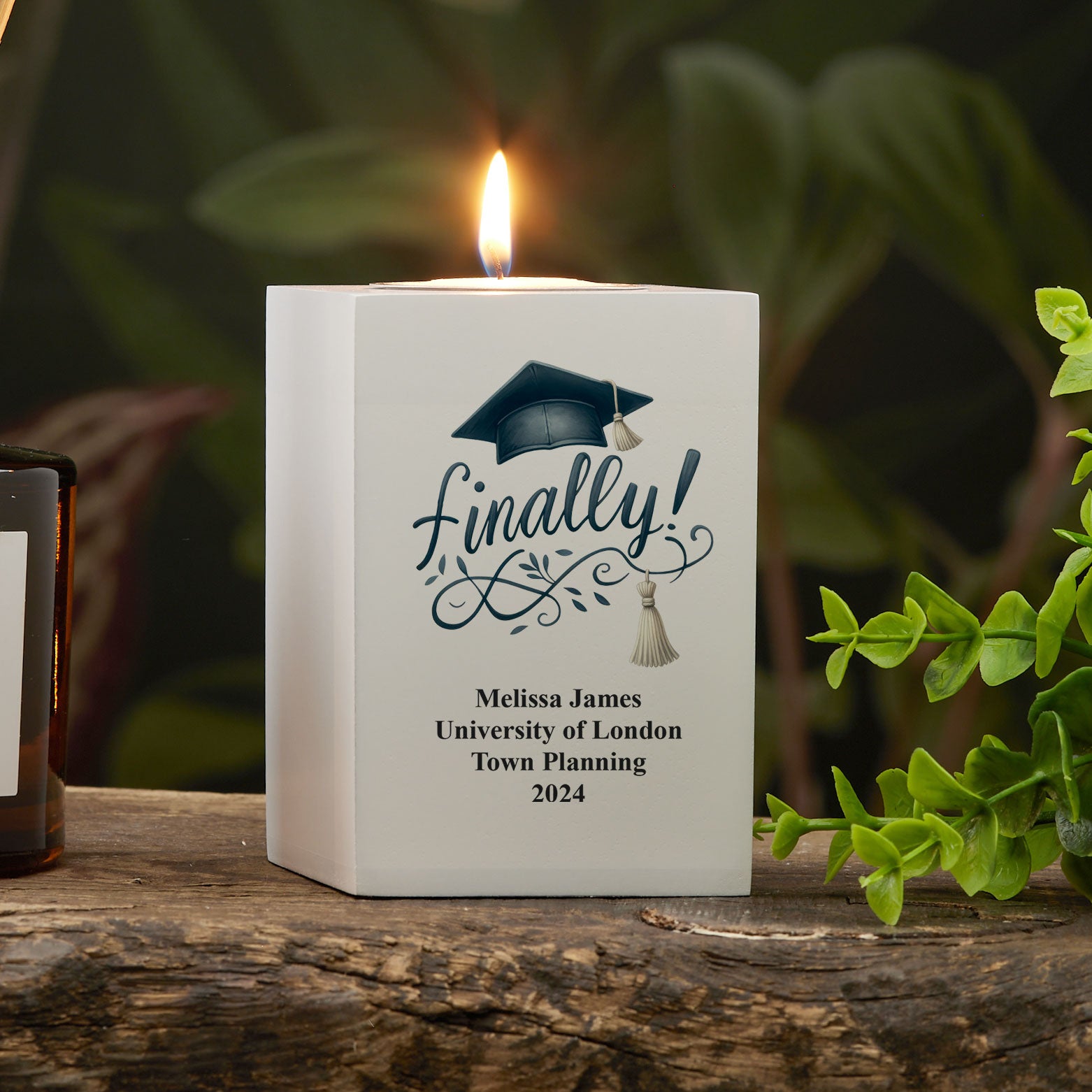 Personalised Graduation Gift Tea Light Candle Holder Various Design