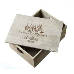 Personalised Large Christmas Eve Crate Keepsake Box With Decorations