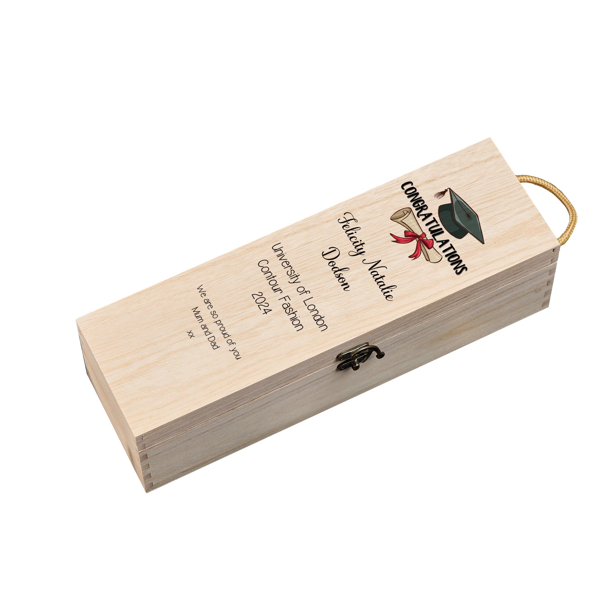 Personalised Congratulations Graduation Wooden Wine or Champagne Box