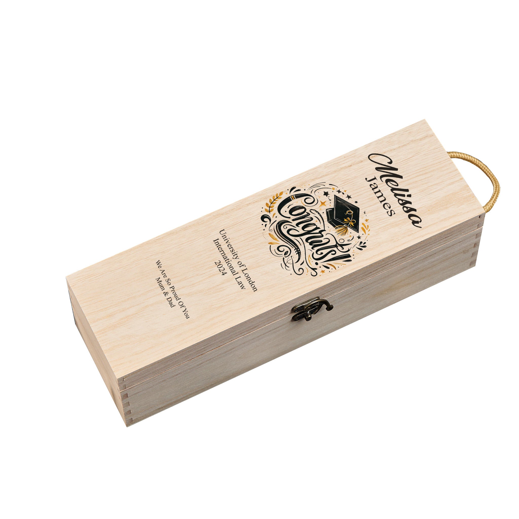 Personalised Graduation Wooden Wine or Champagne Congrats!