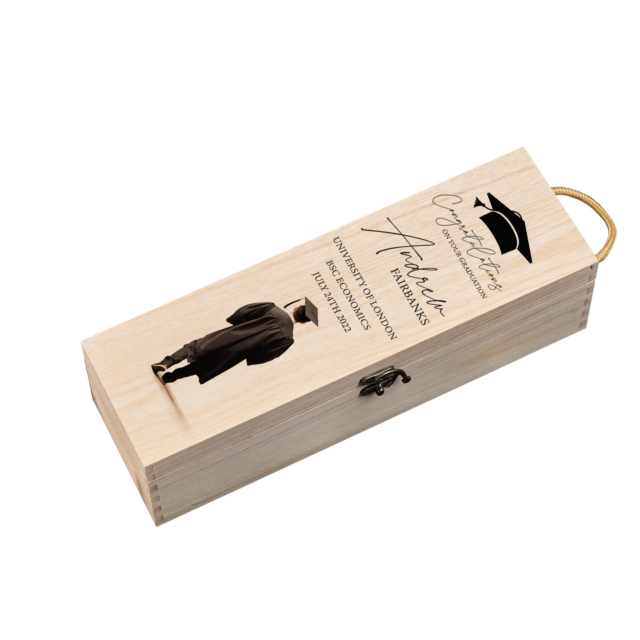 Personalised Male Graduation Wooden Wine or Champagne Box