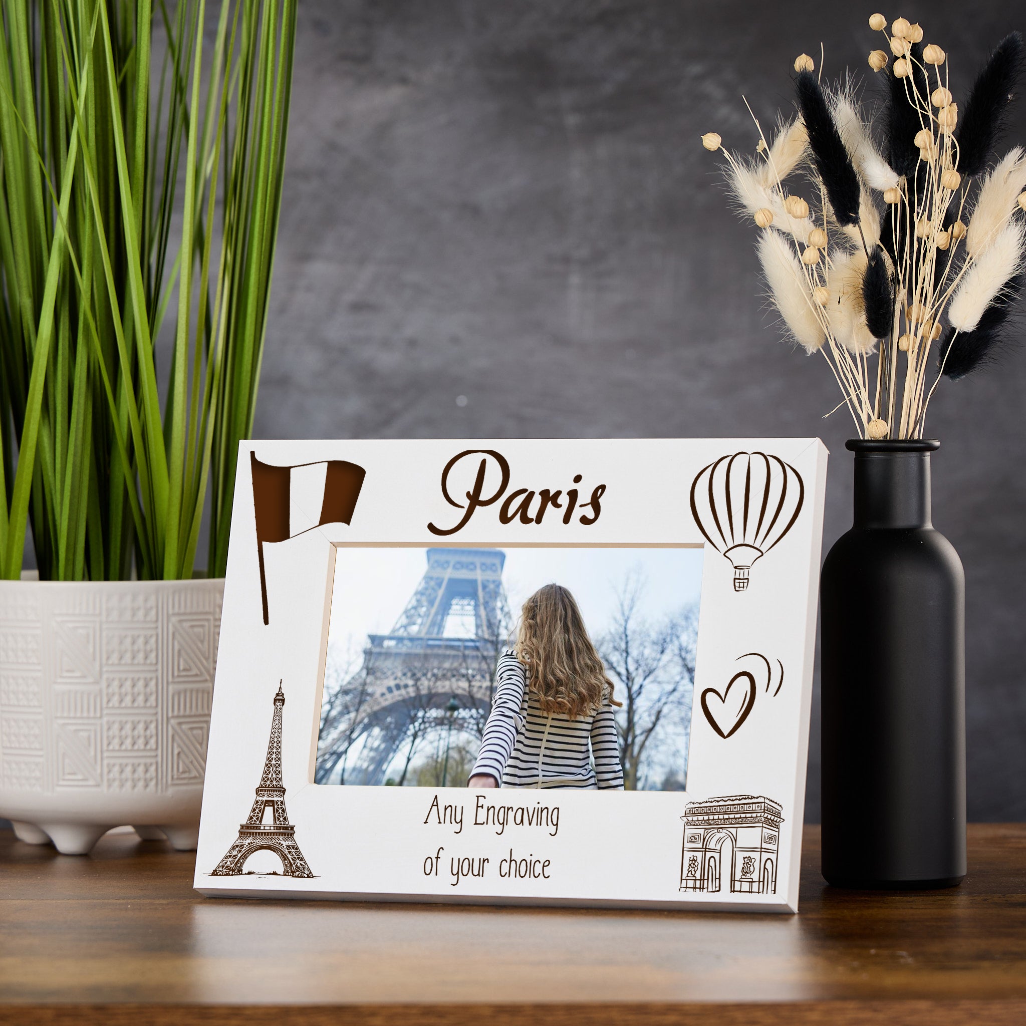 Personalised Paris Holiday Memory Photo Frame Engraved