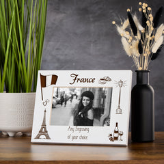 Personalised France Holiday Memory Photo Frame Engraved