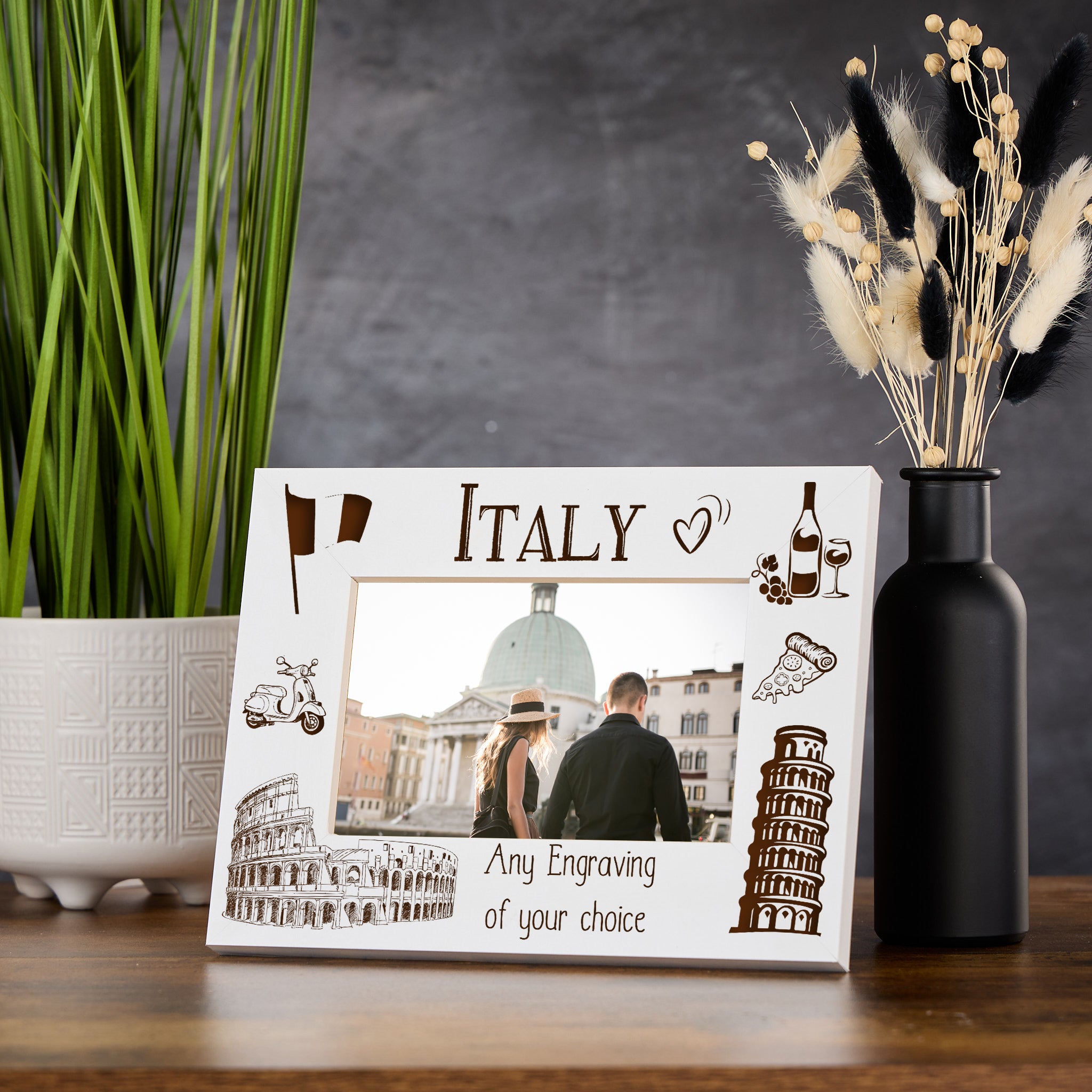 Personalised Italy Holiday Memory Photo Frame Engraved