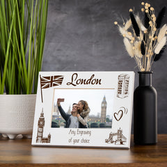 Personalised London Holiday Memory Photo Frame Engraved