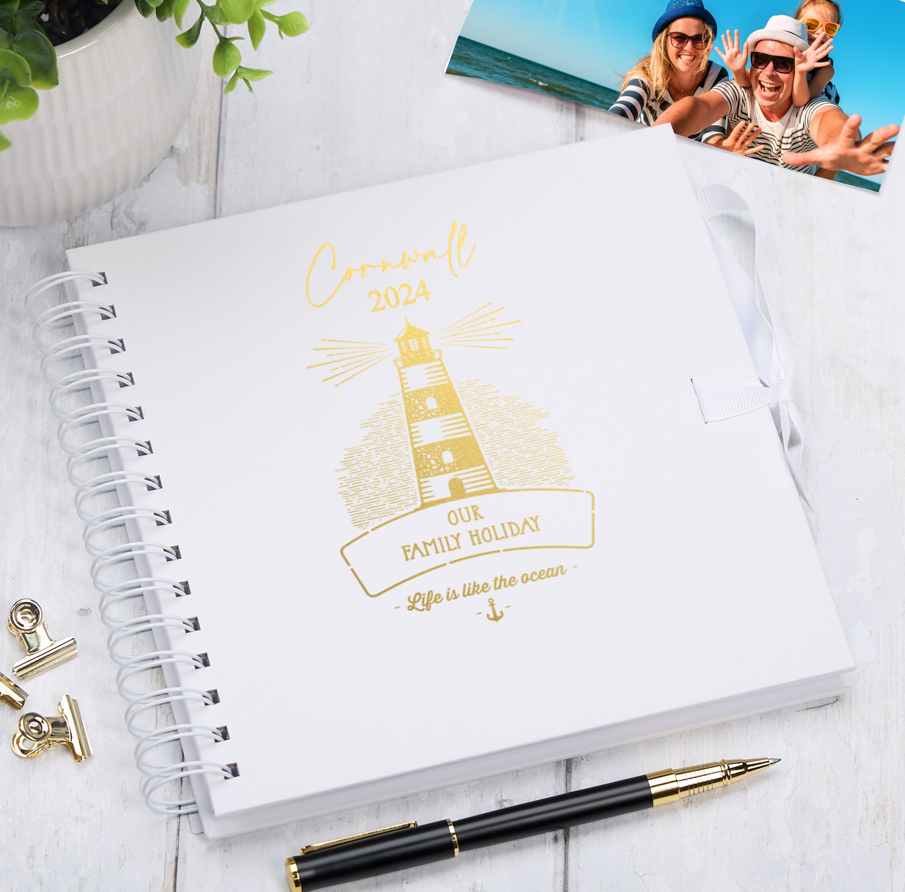 Personalised Lighthouse Seaside Family Holidays Journal Album Multiple Colour Scrapbook