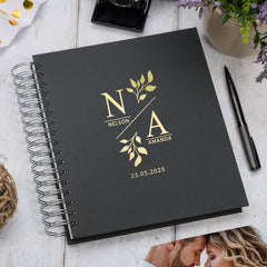 Personalised Large Wedding Photo Album With Leaves and Initials