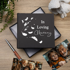 In Loving Memory Black Feather Photo Album For 50 x 6 by 4 Photos