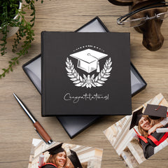 Black Graduation Congratulations Photo Album Gift With Hat