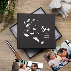 Son In Loving Memory Black Feather Photo Album For 50 x 6 by 4 Photos