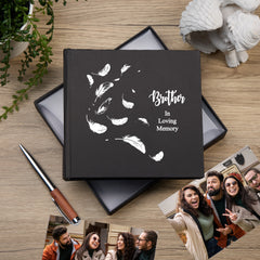 Brother In Loving Memory Black Feather Photo Album For 50 x 6 by 4 Photos