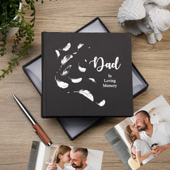 Dad In Loving Memory Black Feather Photo Album For 50 x 6 by 4 Photos