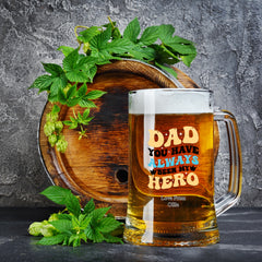 Personalised Dad You Are My Hero Beer Glass Tankard Gift