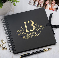 13th Birthday Memory Scrapbook Album With Star Design Various Colours Available