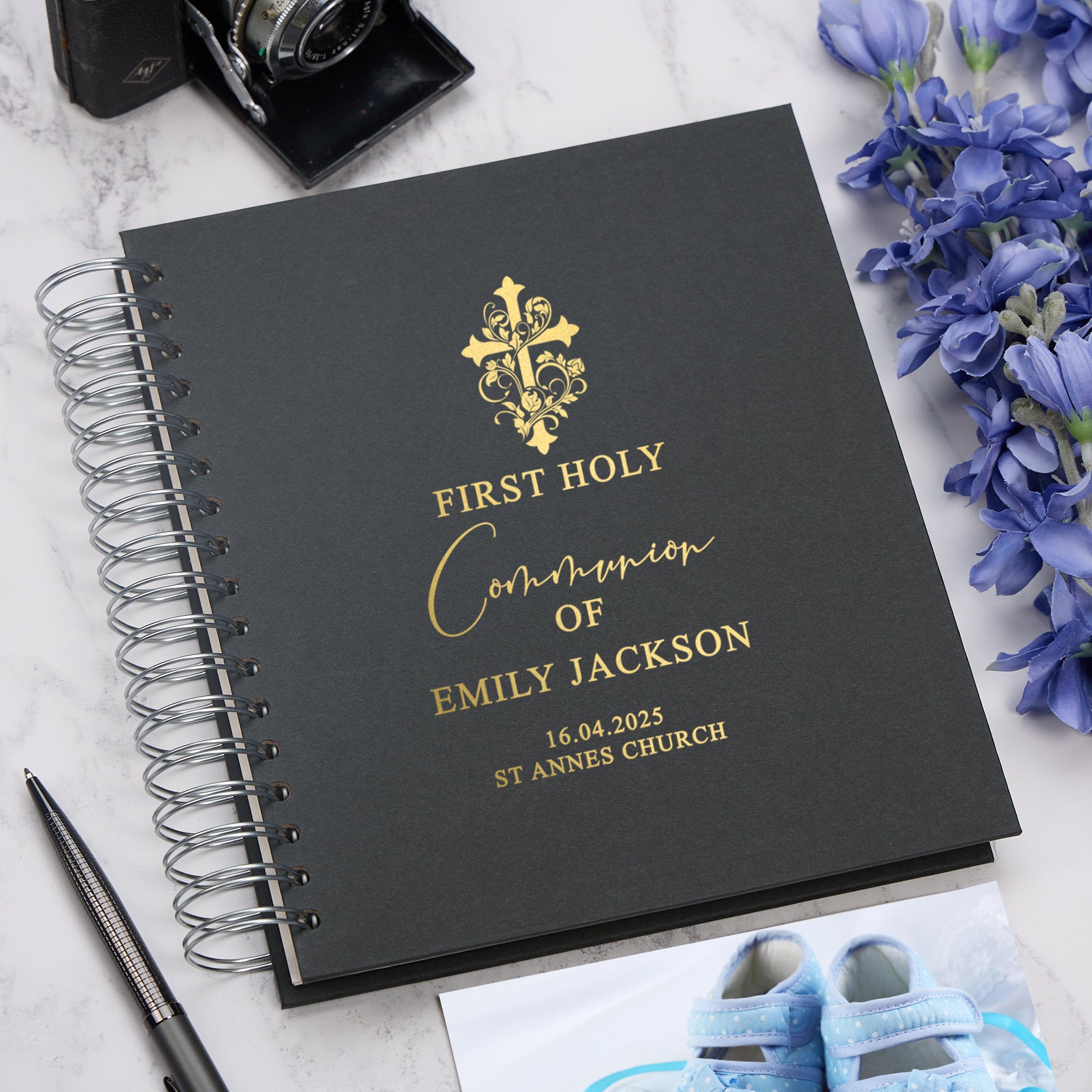 Personalised Holy Communion Photo Album With Multiple Colours and Cross