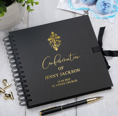 Personalised Confirmation Guestbook, Photo Album or Scrapbook With Cross and Multiple Colours