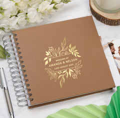 Personalised  Wedding Guest Book Reception Guestbook With Leaves