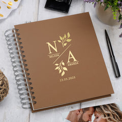 Personalised Large Wedding Photo Album With Leaves and Initials