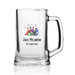 Personalised Poker Cards Themed Beer Mug Tankard Gift Birthday Or Events